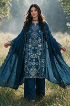 Embroidered Shirt Shalwar Shawl - 0345