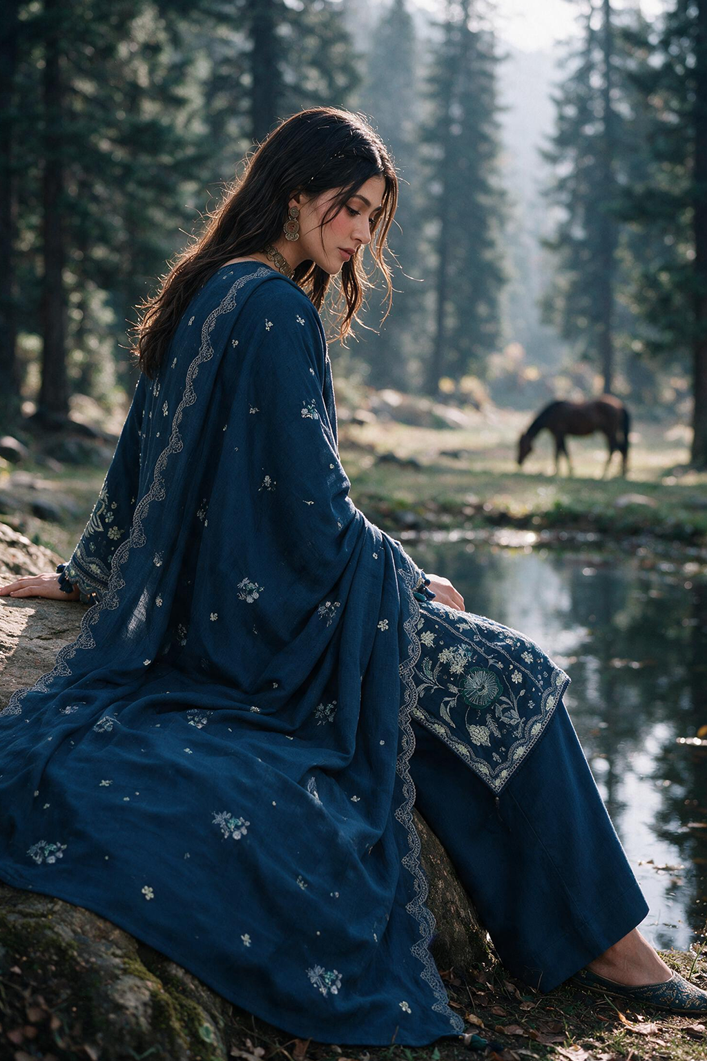 Embroidered Shirt Shalwar Shawl - 0345
