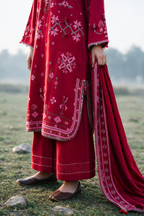Embroidered Shirt Shalwar Shawl - 0347