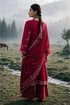 Embroidered Shirt Shalwar Shawl - 0347