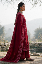 Embroidered Shirt Shalwar Shawl - 0347