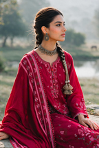 Embroidered Shirt Shalwar Shawl - 0347