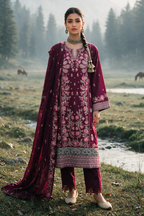 Embroidered Shirt Shalwar Shawl - 0349