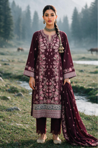 Embroidered Shirt Shalwar Shawl - 0349