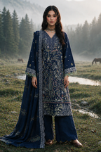 Embroidered Shirt Shalwar Shawl - 0350