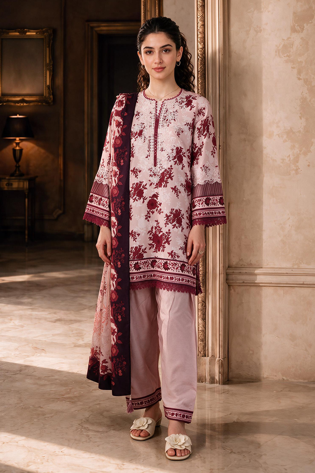 Embroidered Shirt Shalwar Dupatta - 0463