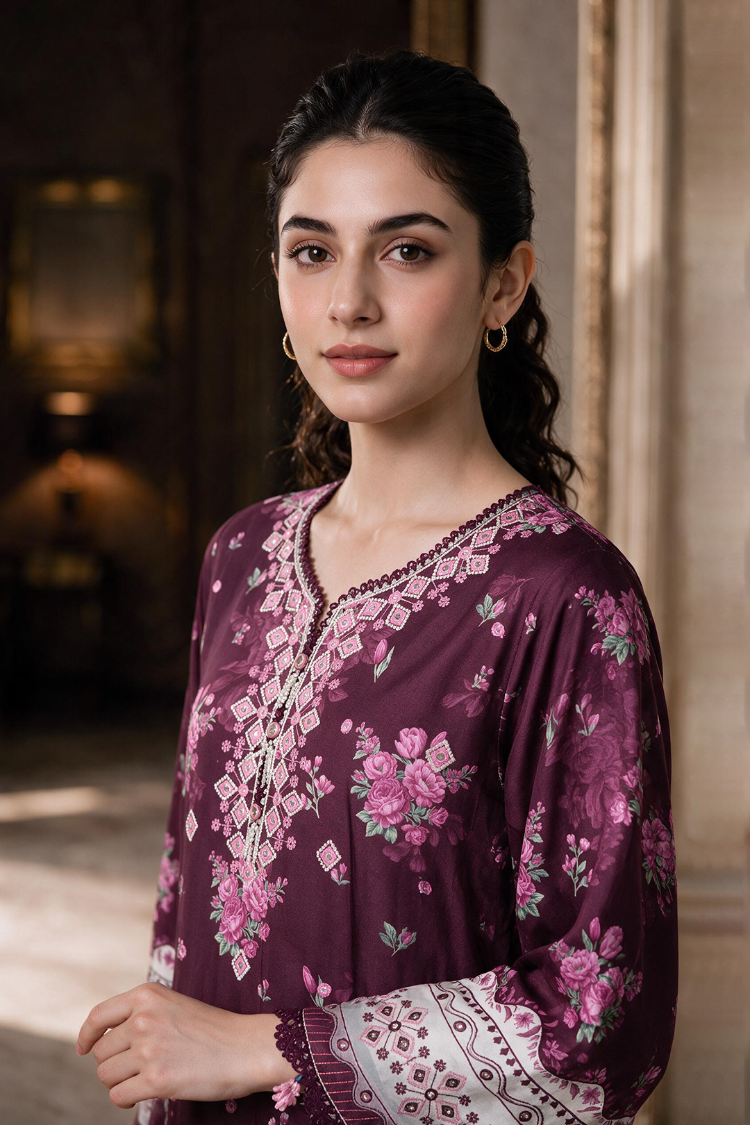 Embroidered Shirt Shalwar Shawl - 0465