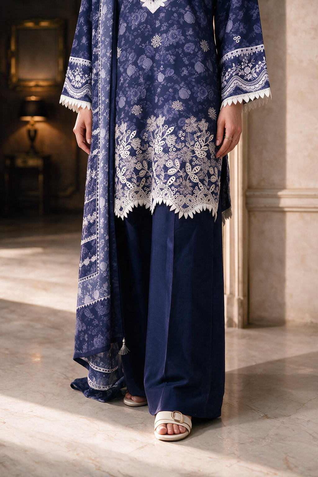 Embroidered Shirt Shalwar Dupatta - 0466