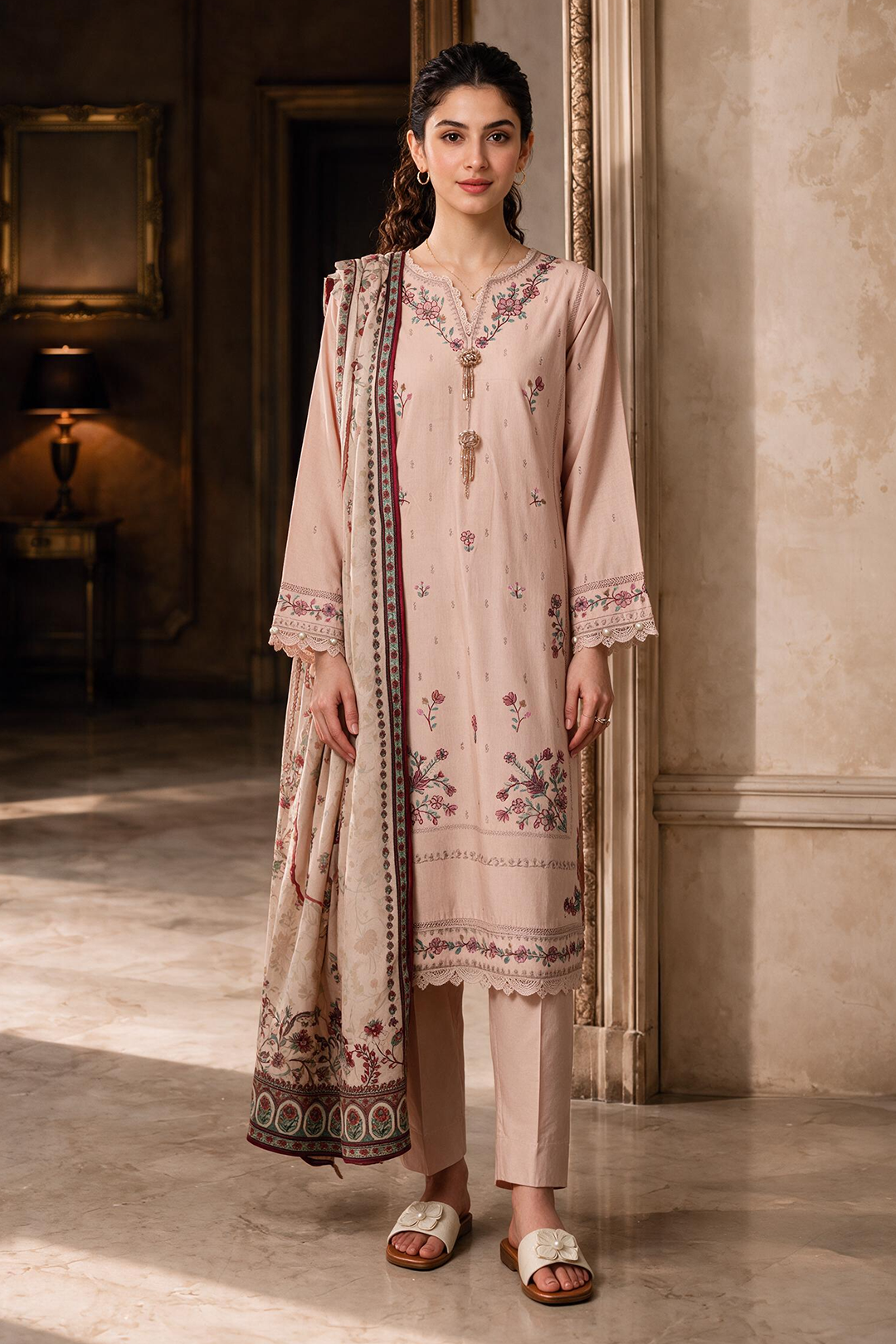 Embroidered Shirt Shalwar Dupatta - 0467