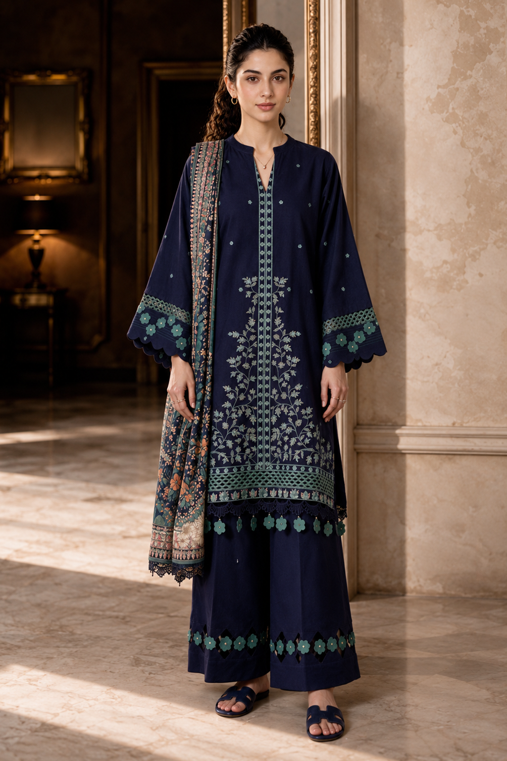 Embroidered Shirt Shalwar Dupatta - 0468