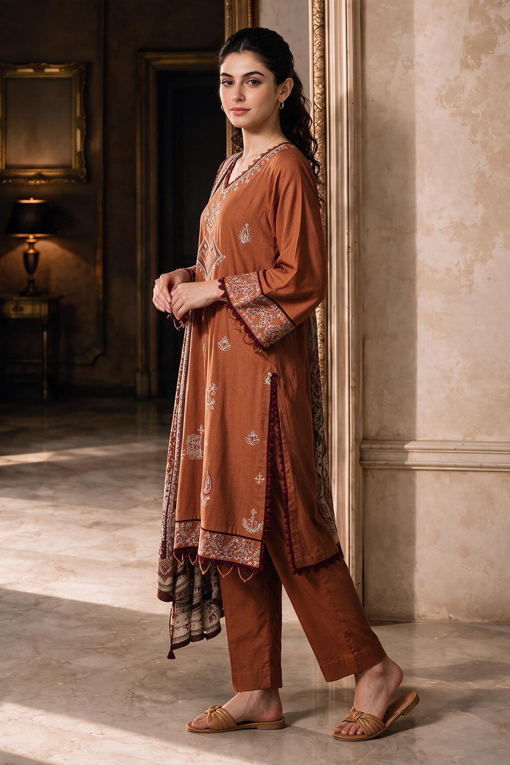Embroidered Shirt Shalwar Dupatta - 0469