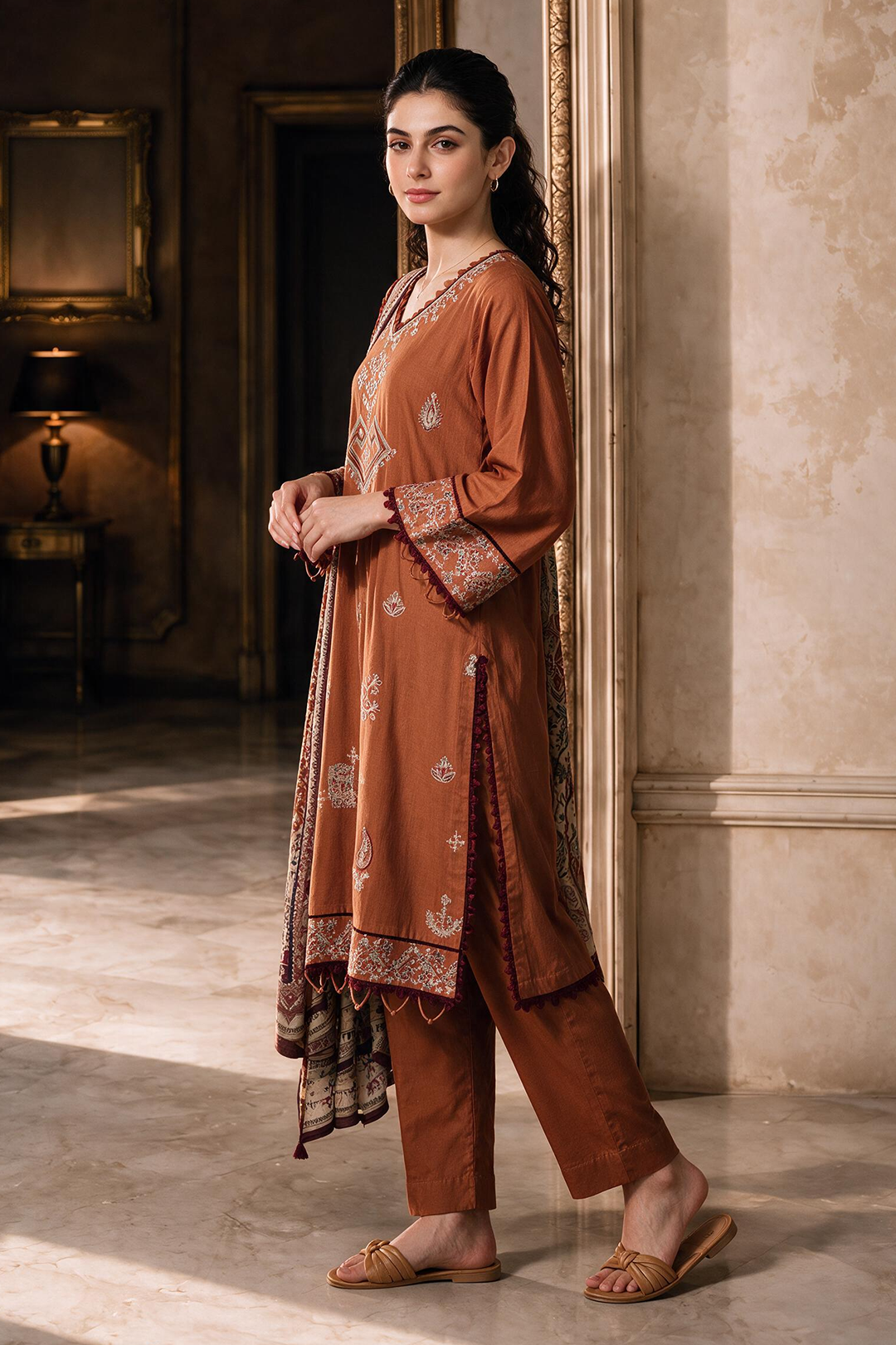Embroidered Shirt Shalwar Dupatta - 0469