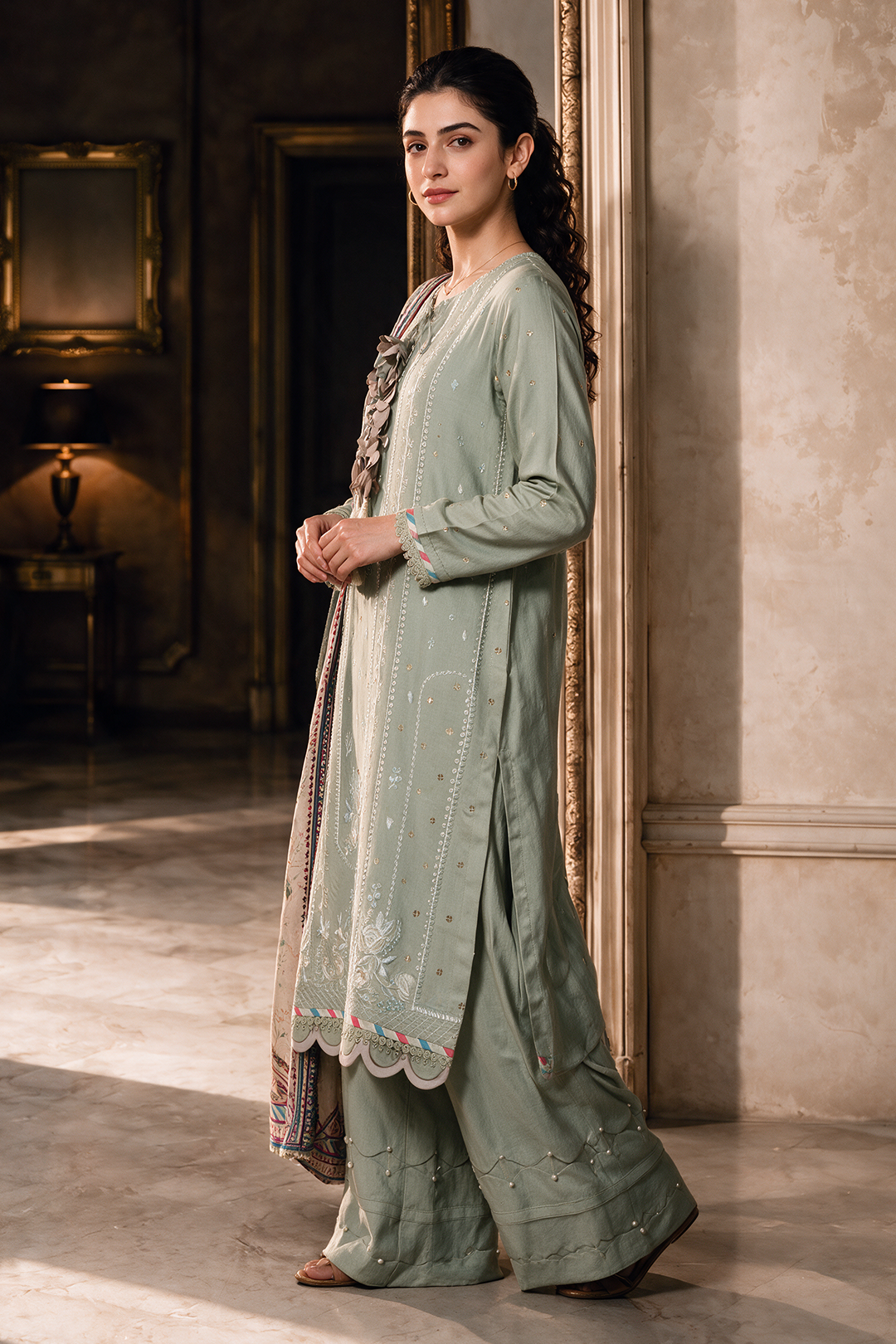 Embroidered Shirt Shalwar Dupatta - 0470
