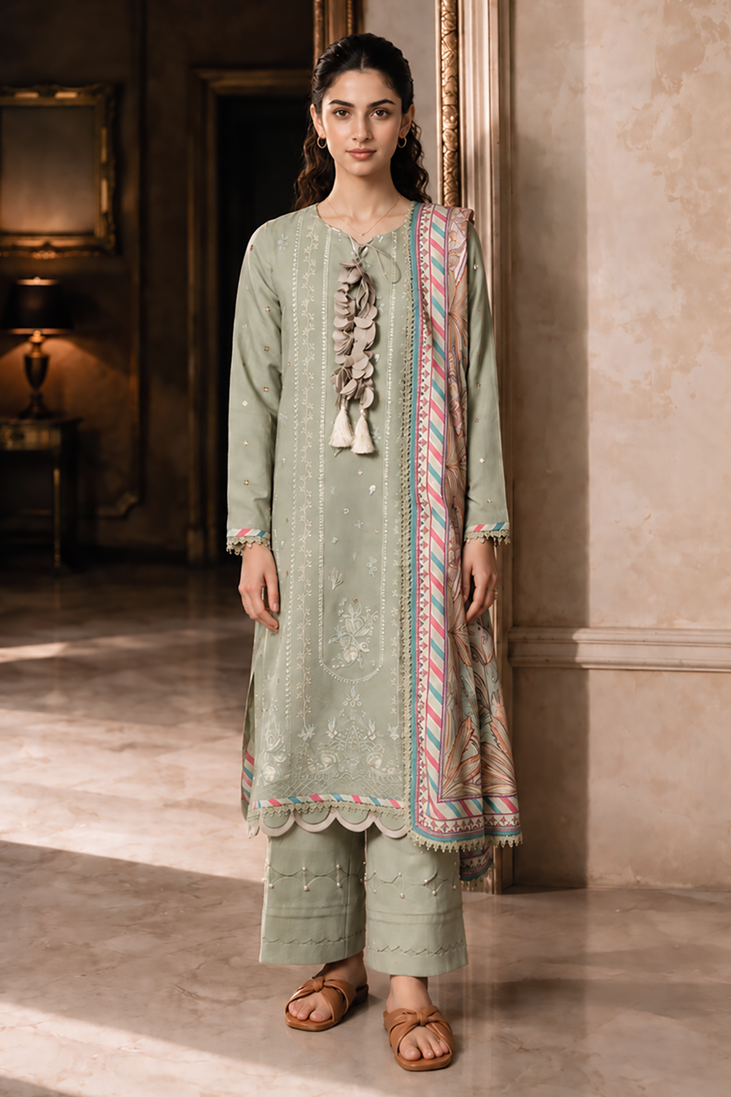 Embroidered Shirt Shalwar Dupatta - 0470