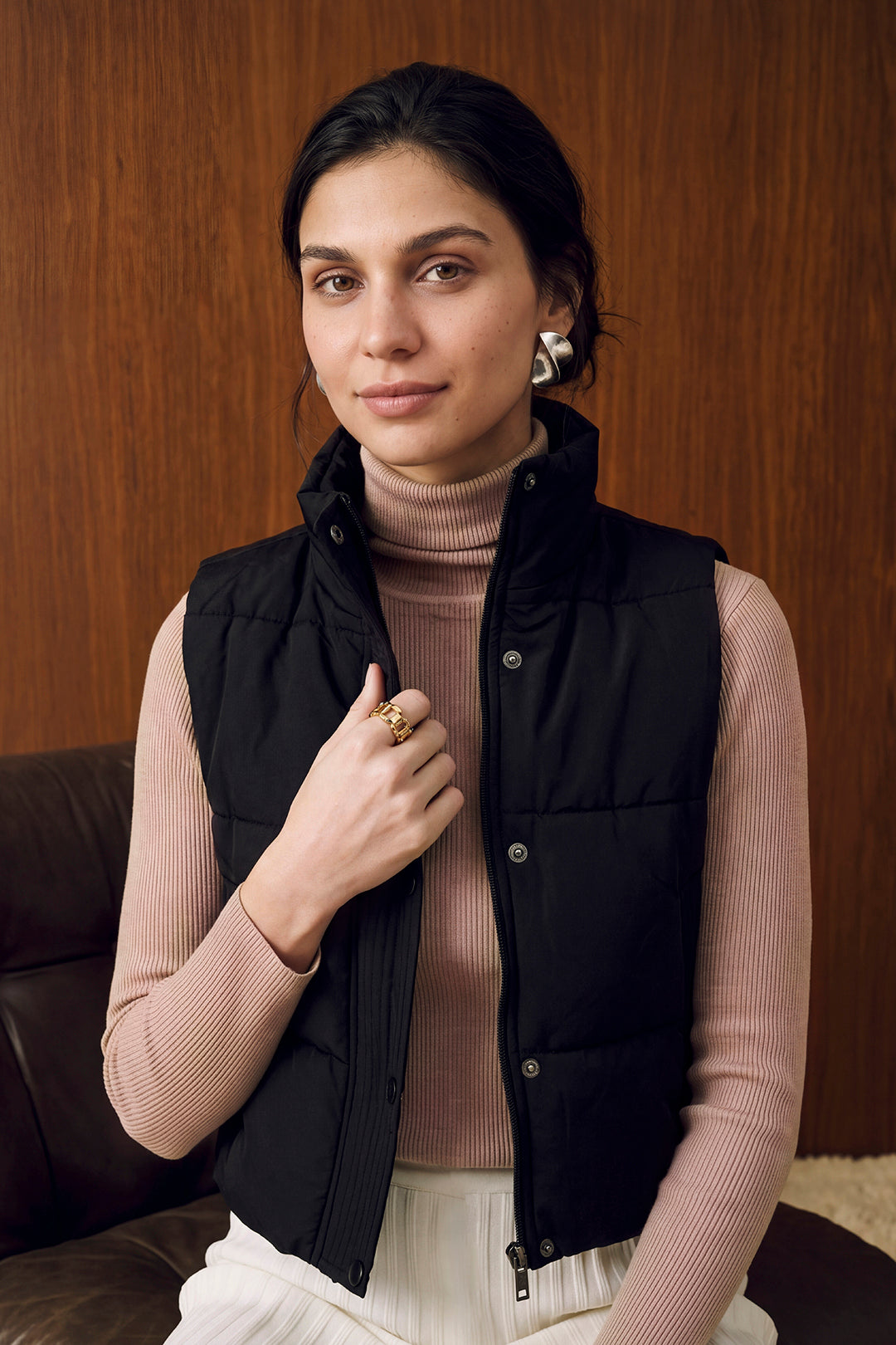 Cropped Quilted Puffer Vest - 1100