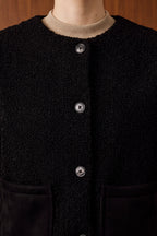 Cropped Crew Neck Sherpa Jacket - 1104