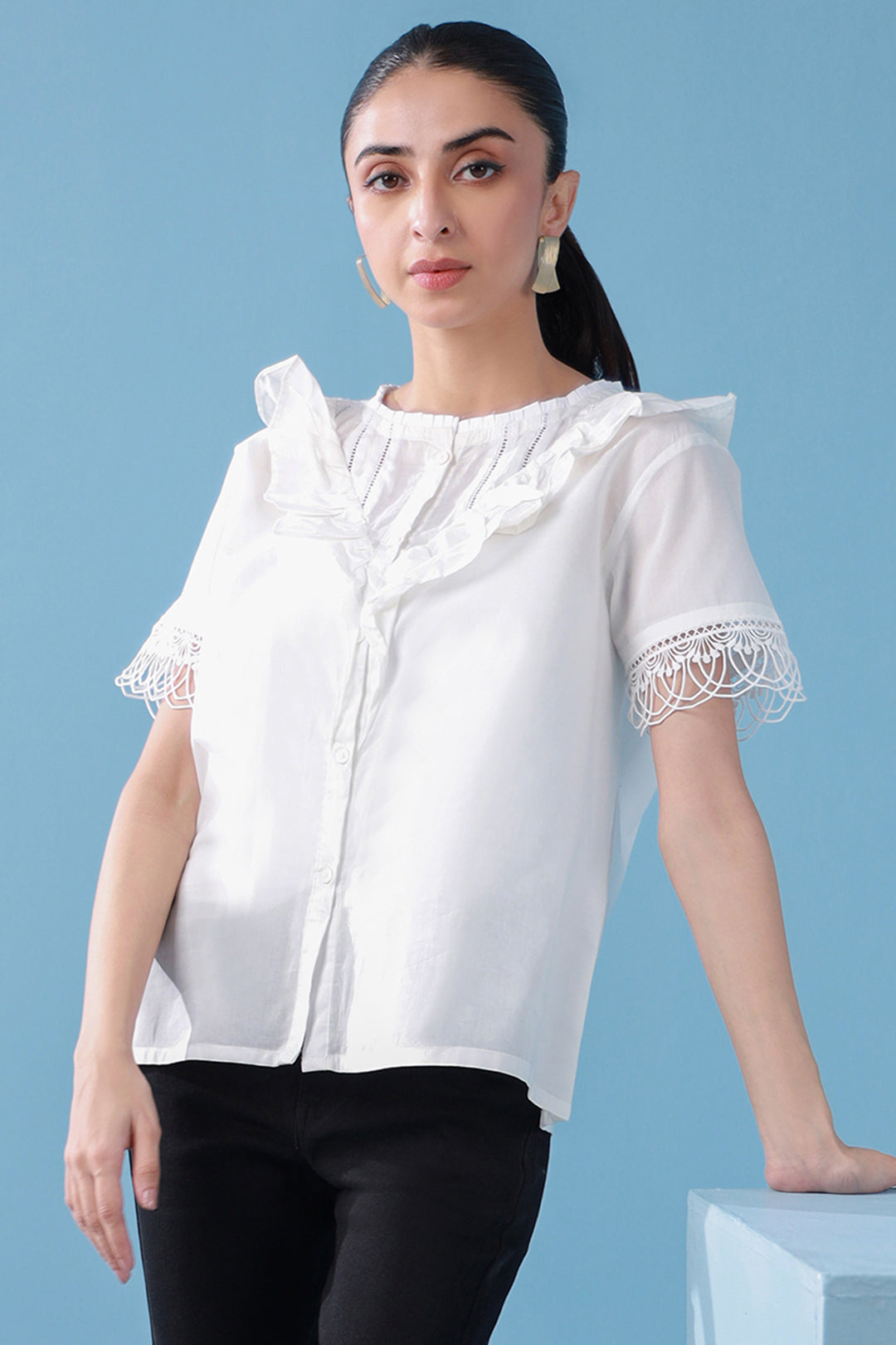 1 Piece White Lawn Tops - Ready to Wear - Zellbury – ZELLBURY