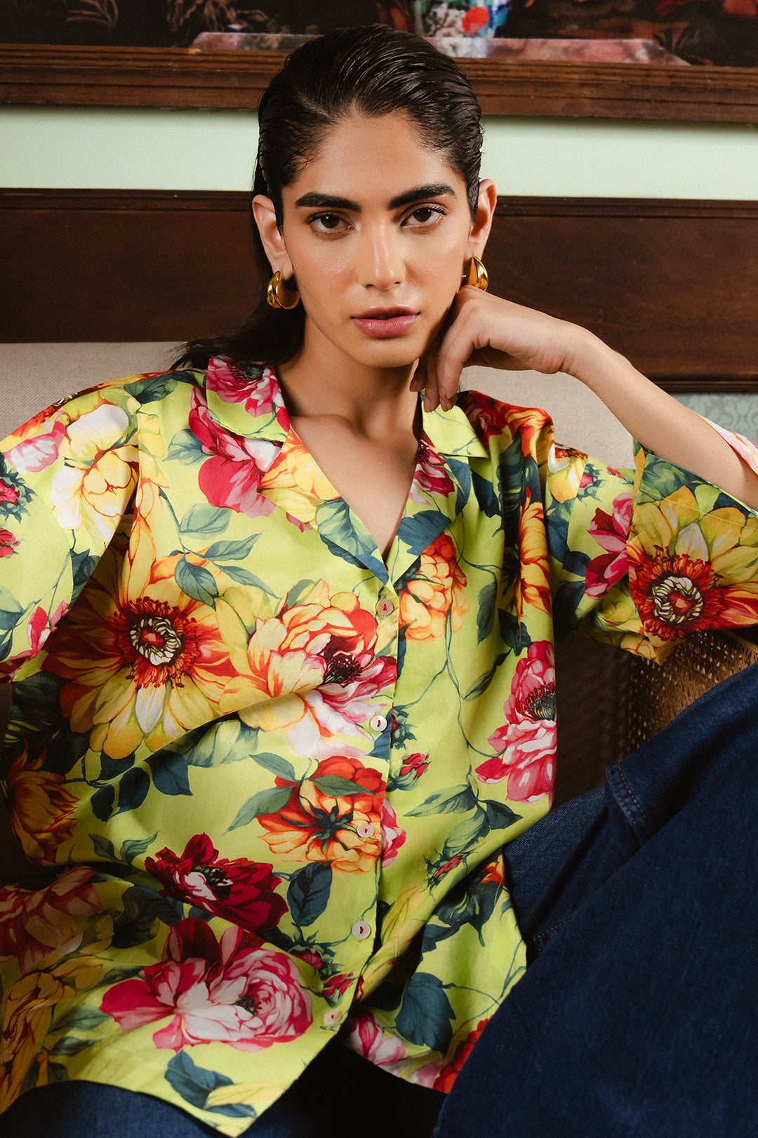 Lime Green Cambric Shirts Women Western Lime green cambric shirts women western