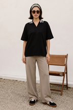 Embroidered Relaxed Fit Polo - 6514