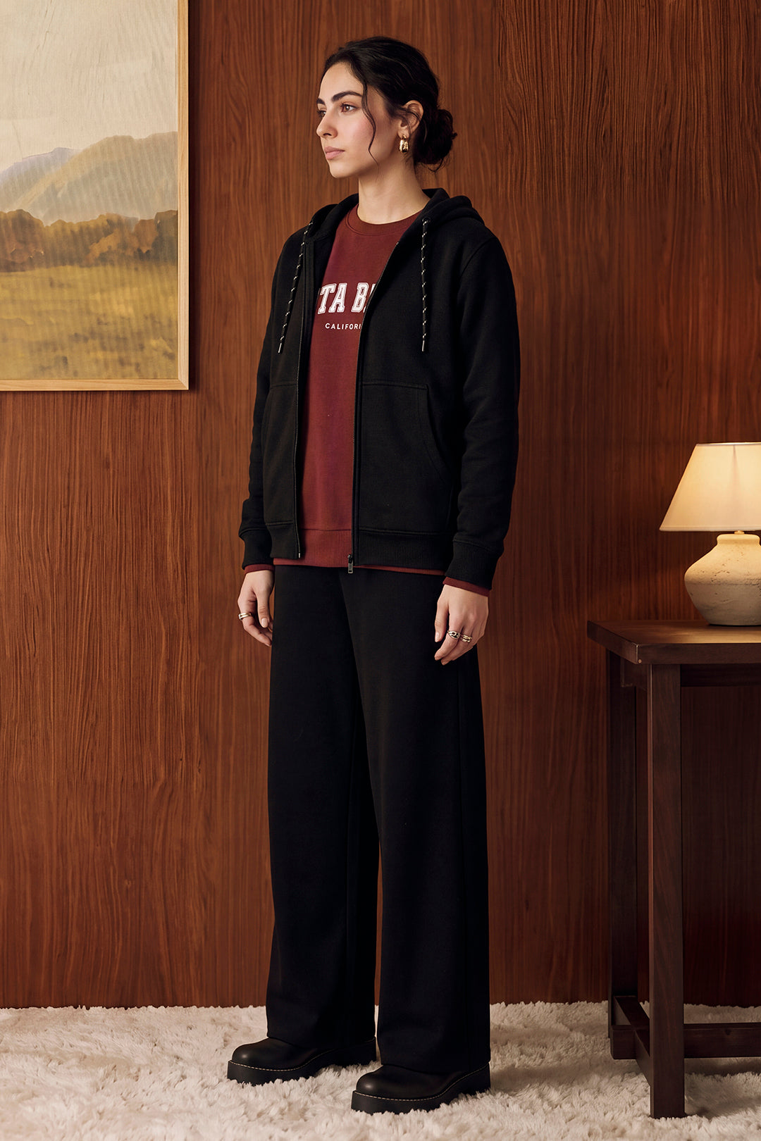 Regular Fit Basic Zipper Hoodie - 1111