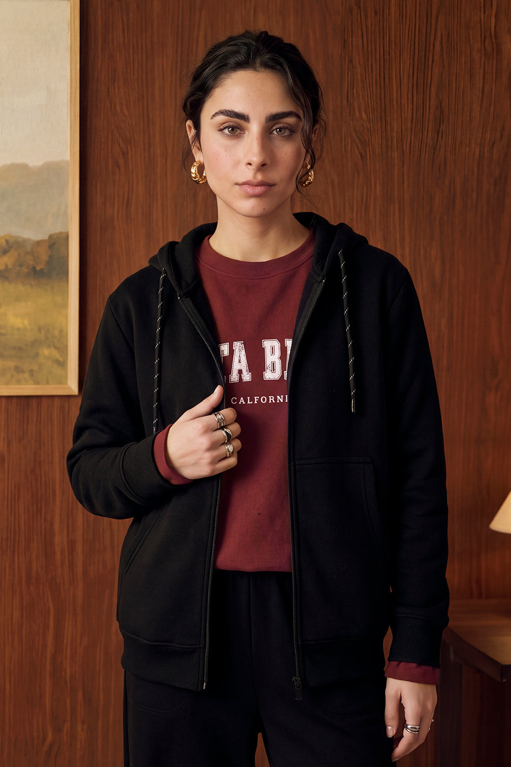 Regular Fit Basic Zipper Hoodie - 1111