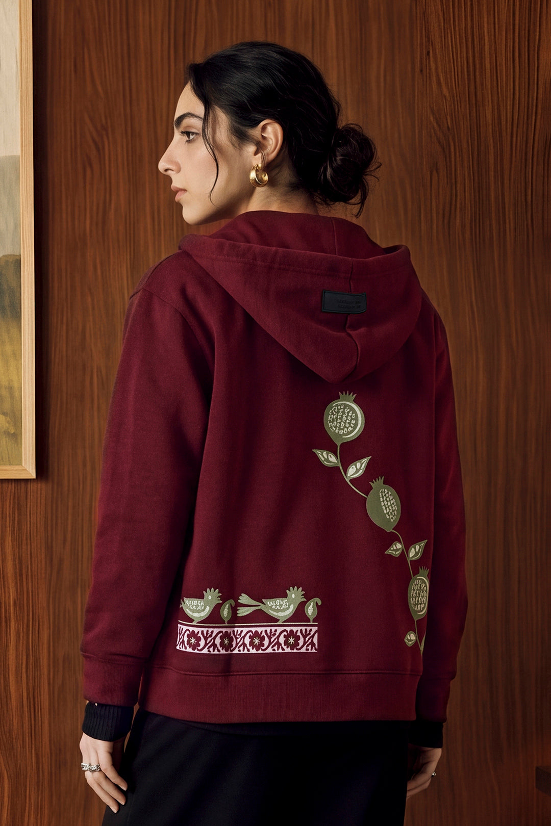 Relaxed Fit Graphic Zipper Hoodie - 1119