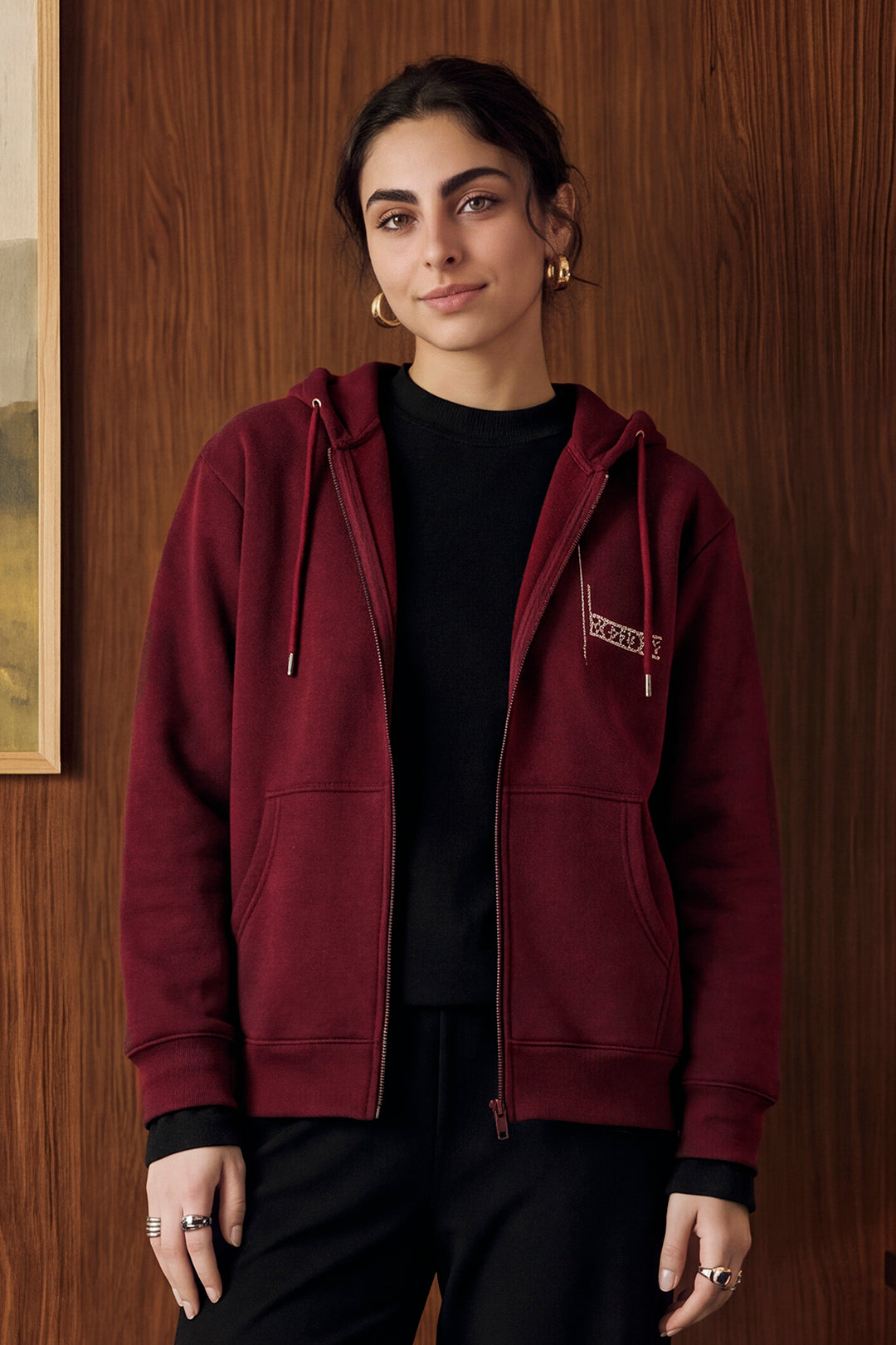 Relaxed Fit Graphic Zipper Hoodie - 1119