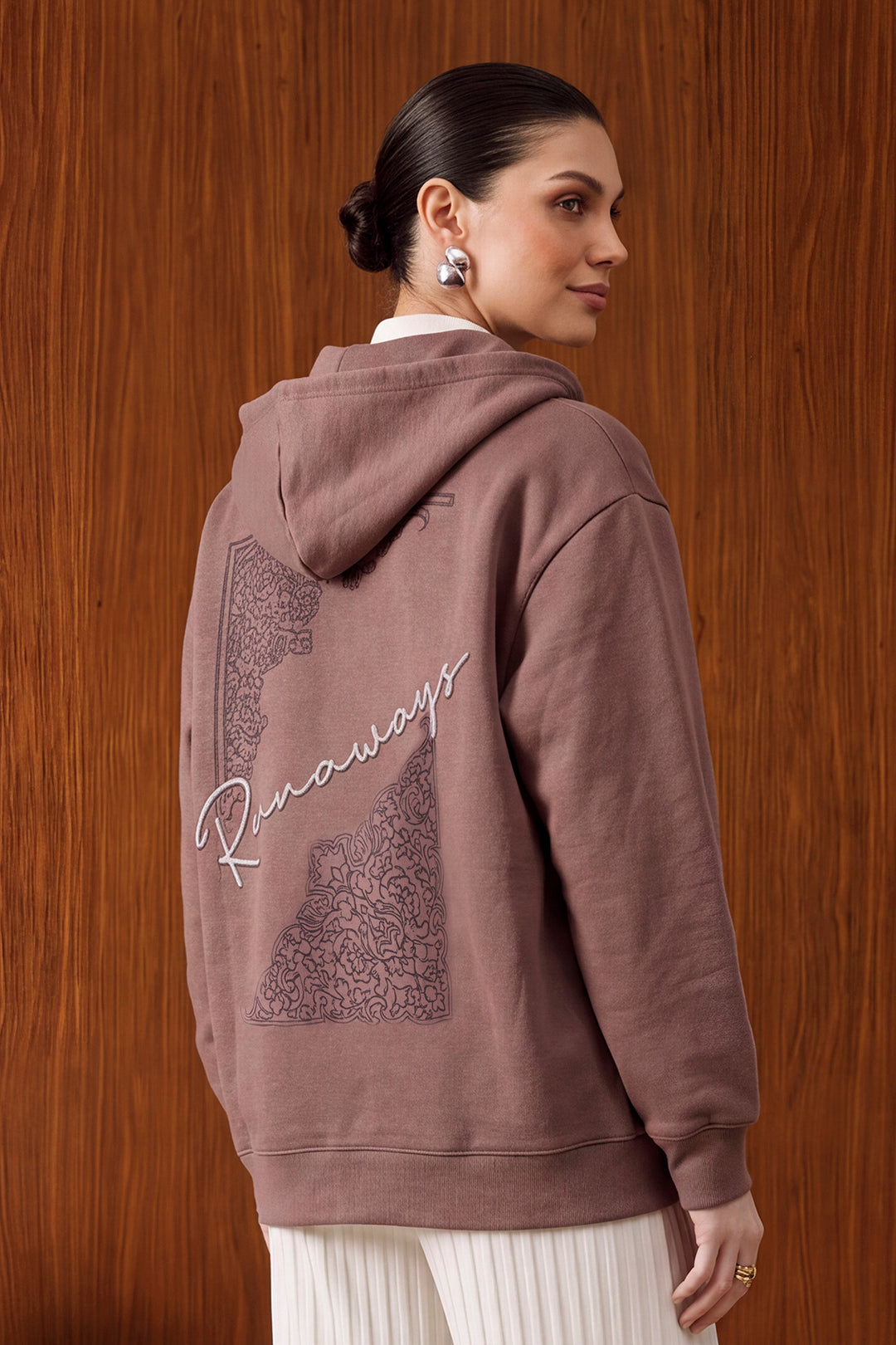 Relaxed Fit Graphic Zipper Hoodie - 1120