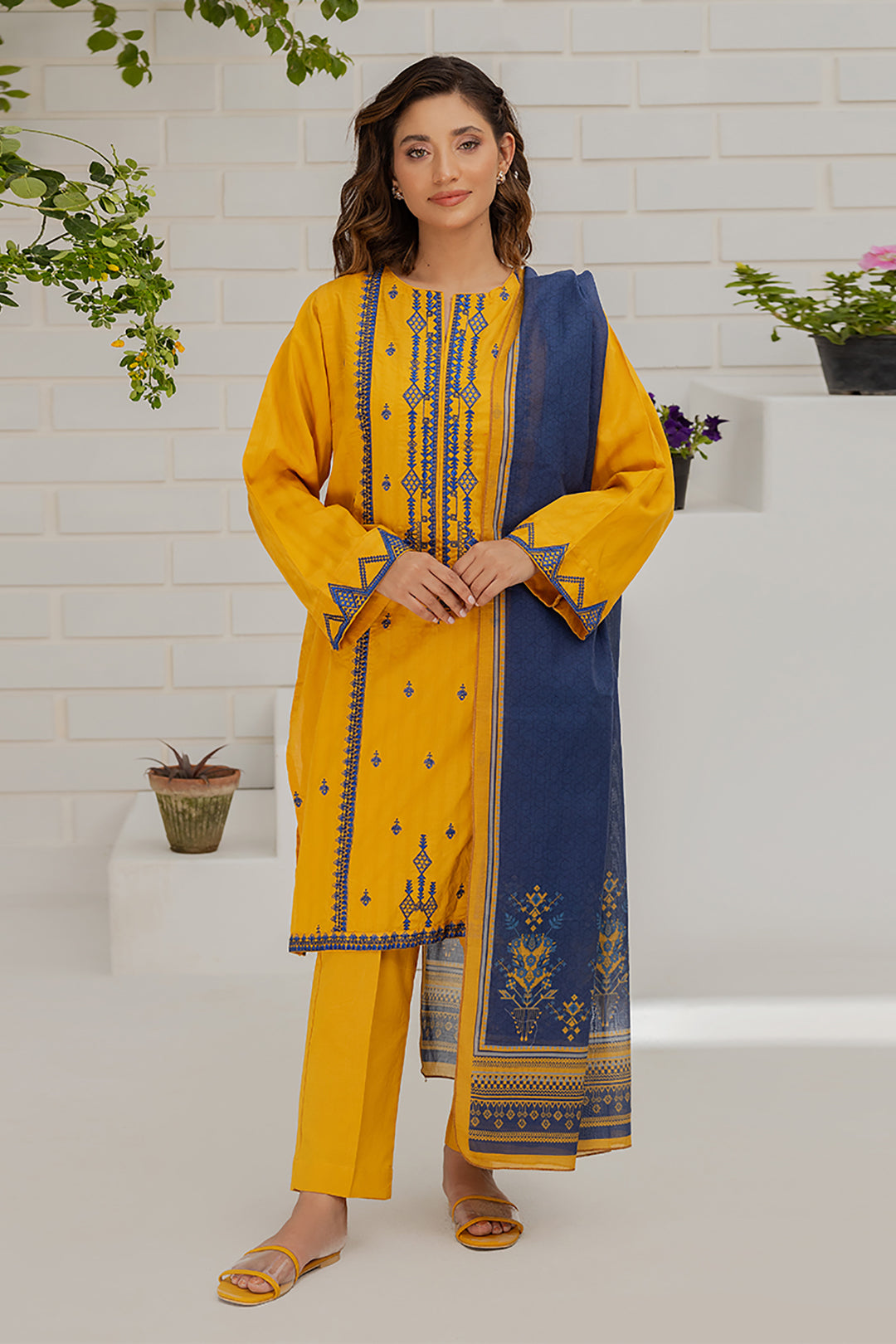 Embroidered Kurta Dupatta Trouser - 1185