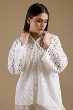 Eyelet Button-Down Shirt - 1378