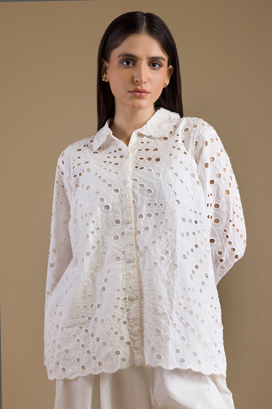 Eyelet Button-Down Shirt - 1378