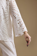 Eyelet Button-Down Shirt - 1378
