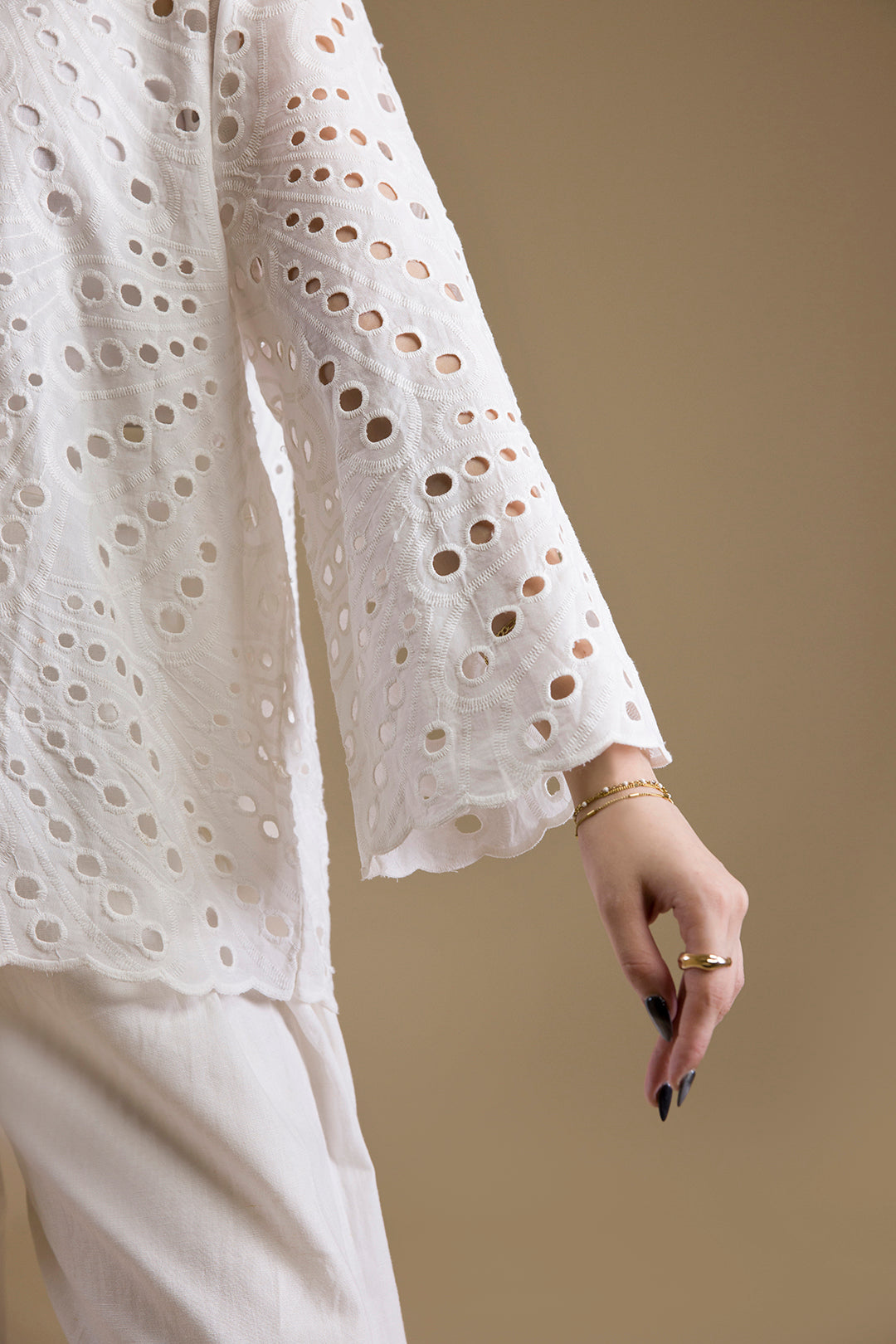 Eyelet Button-Down Shirt - 1378