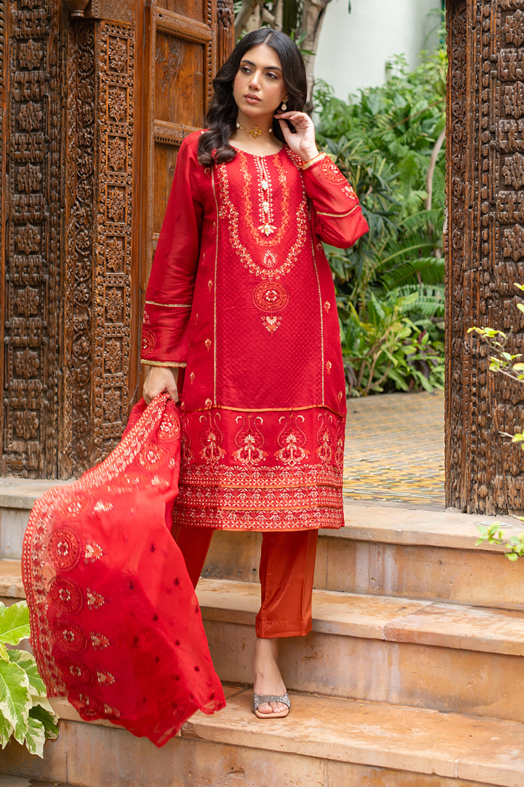 Embroidered Kurta Dupatta Trouser - 3222