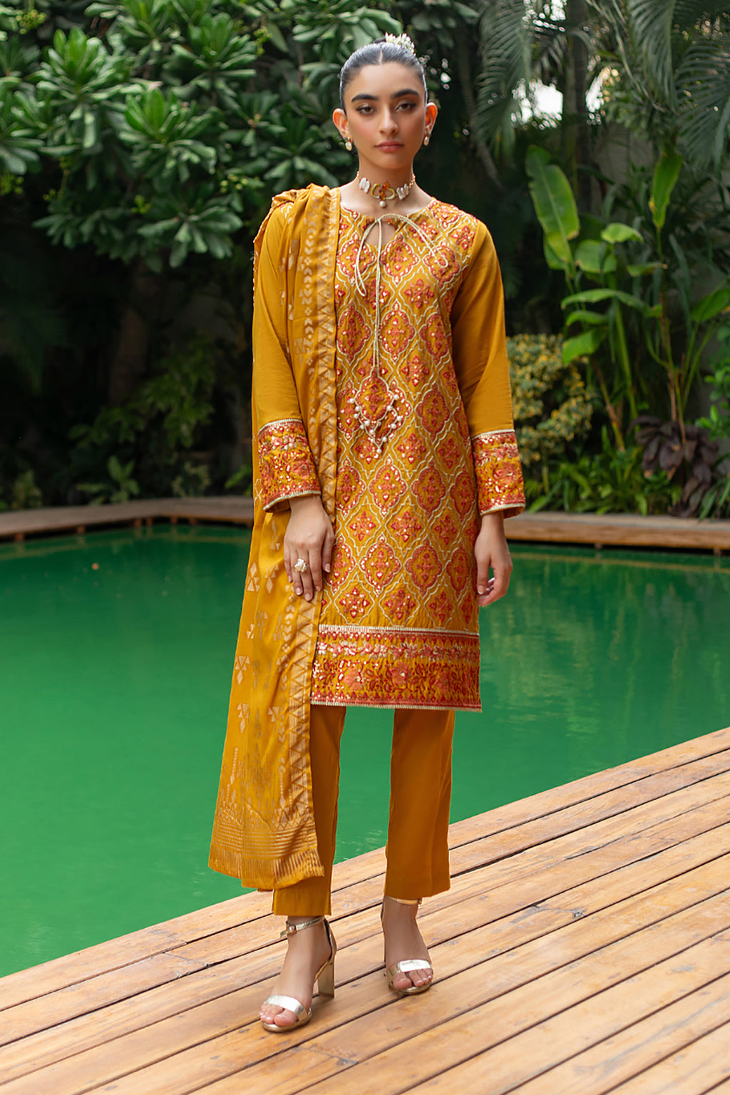 Embroidered Kurta Dupatta Trouser - 3253