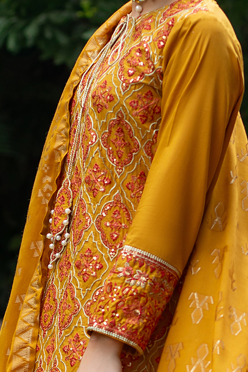 Embroidered Kurta Dupatta Trouser - 3253