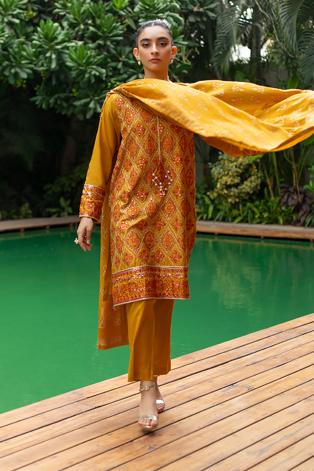 Embroidered Kurta Dupatta Trouser - 3253