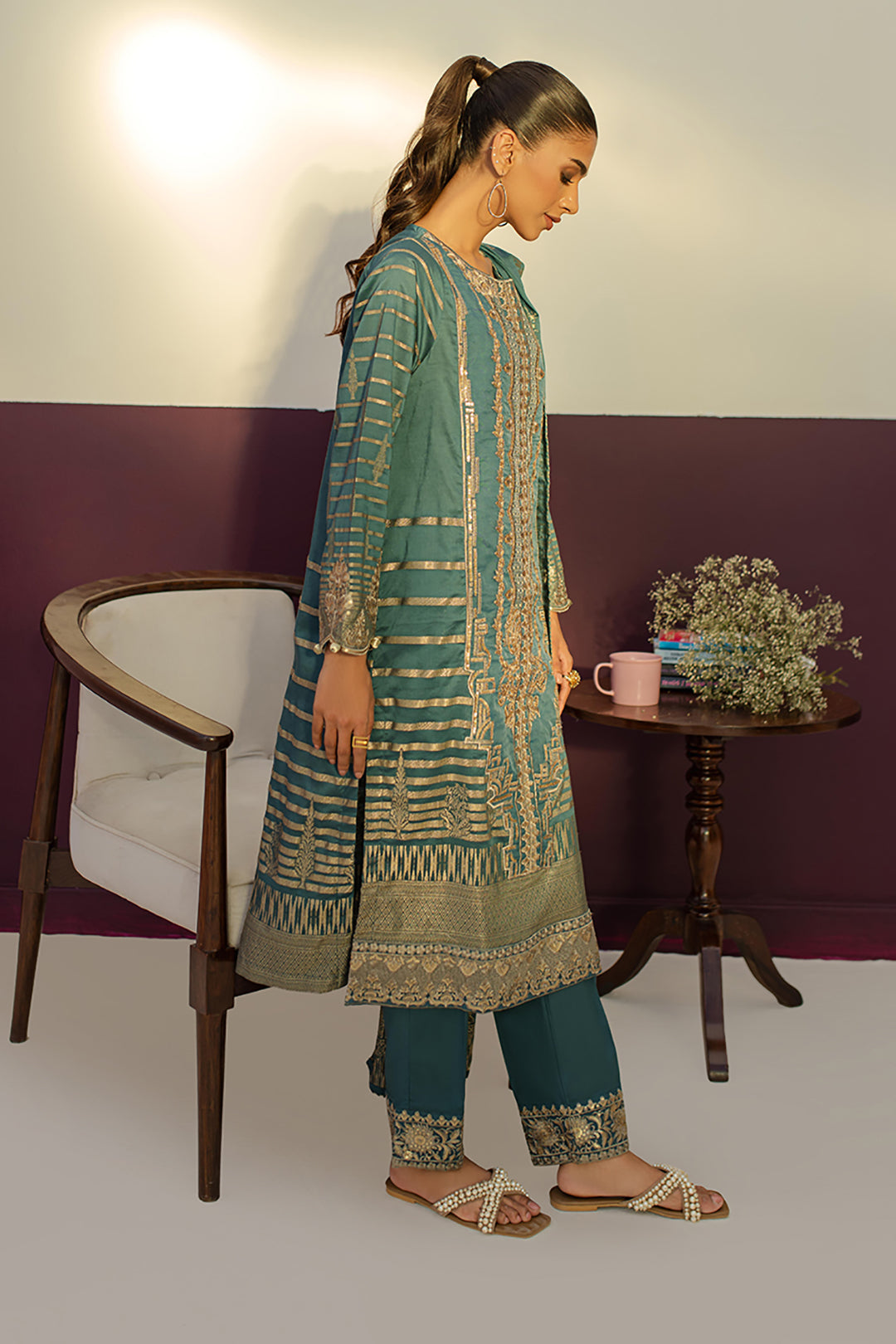 Embroidered Kurta Dupatta Trouser - 3254