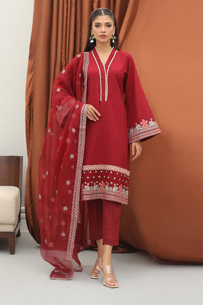 Embroidered Kurta Dupatta Trouser - 3278