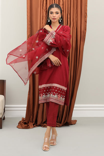 Embroidered Kurta Dupatta Trouser - 3278