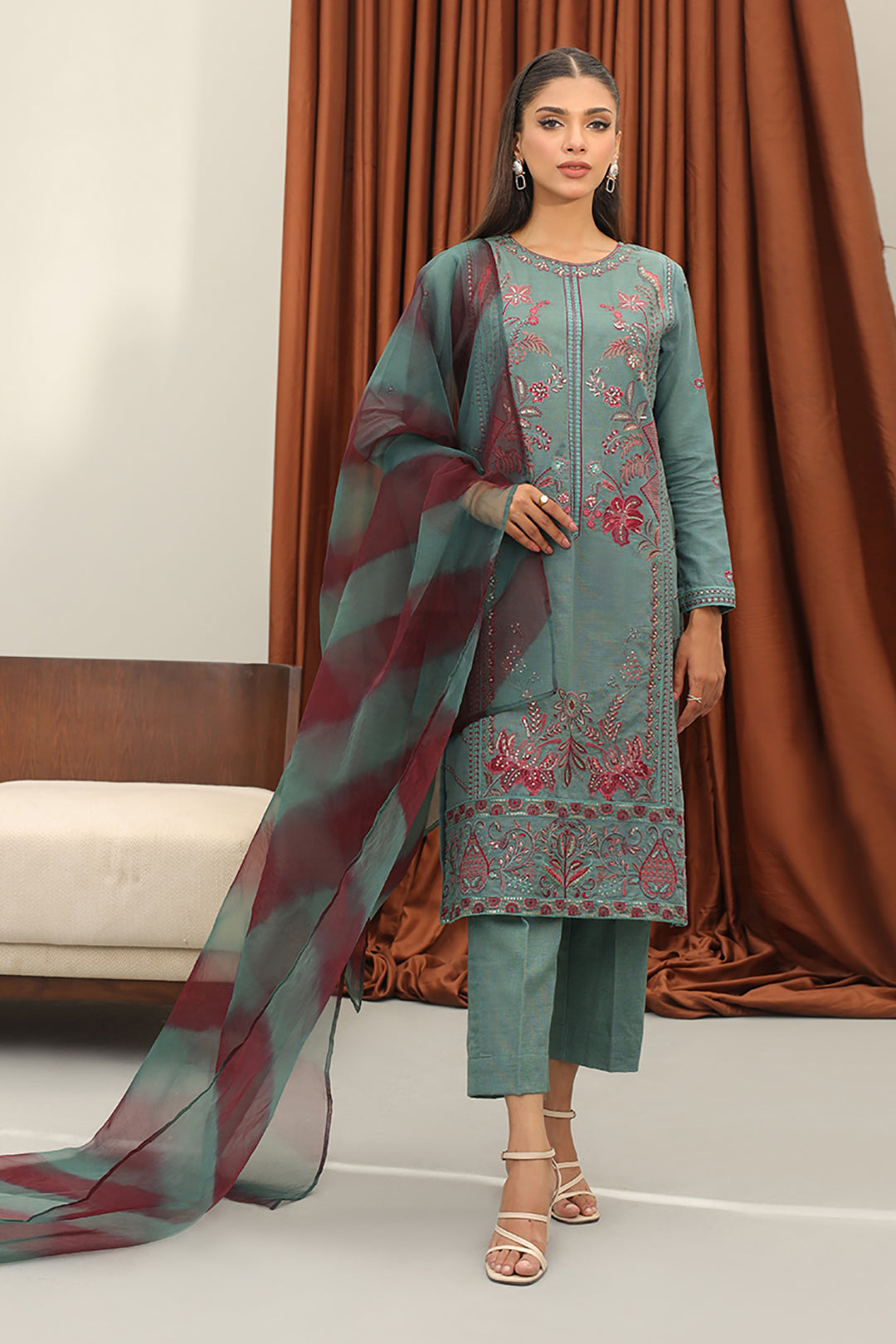 Embroidered Kurta Dupatta Trouser - 3287