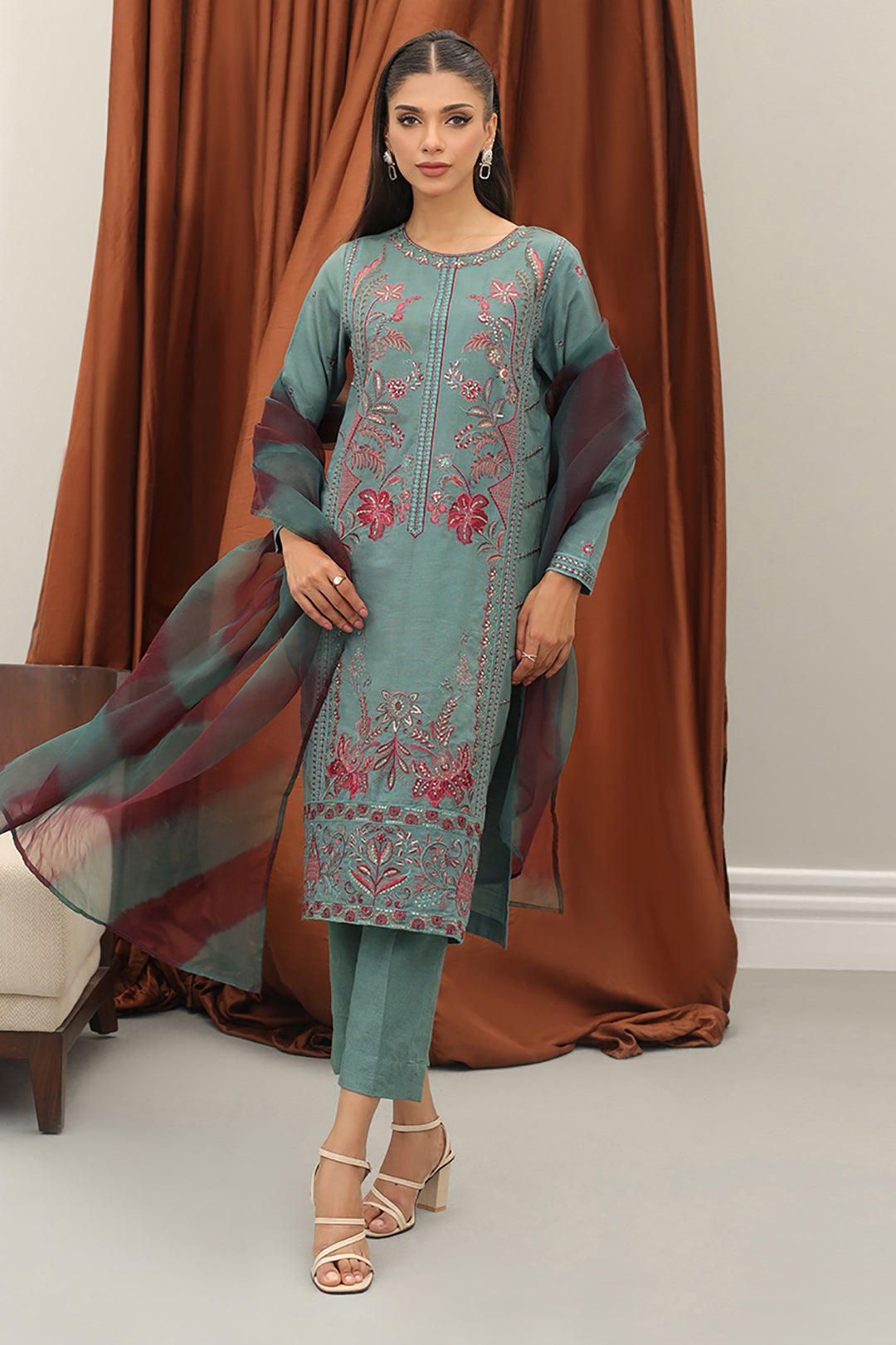 Embroidered Kurta Dupatta Trouser - 3287