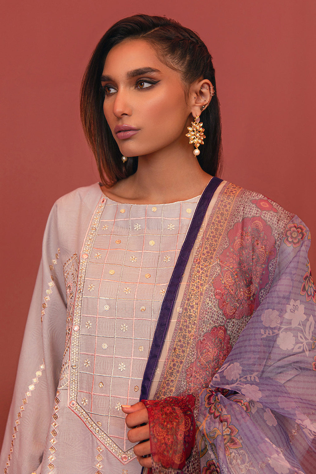 Embroidered Shirt Shalwar Dupatta - 2010