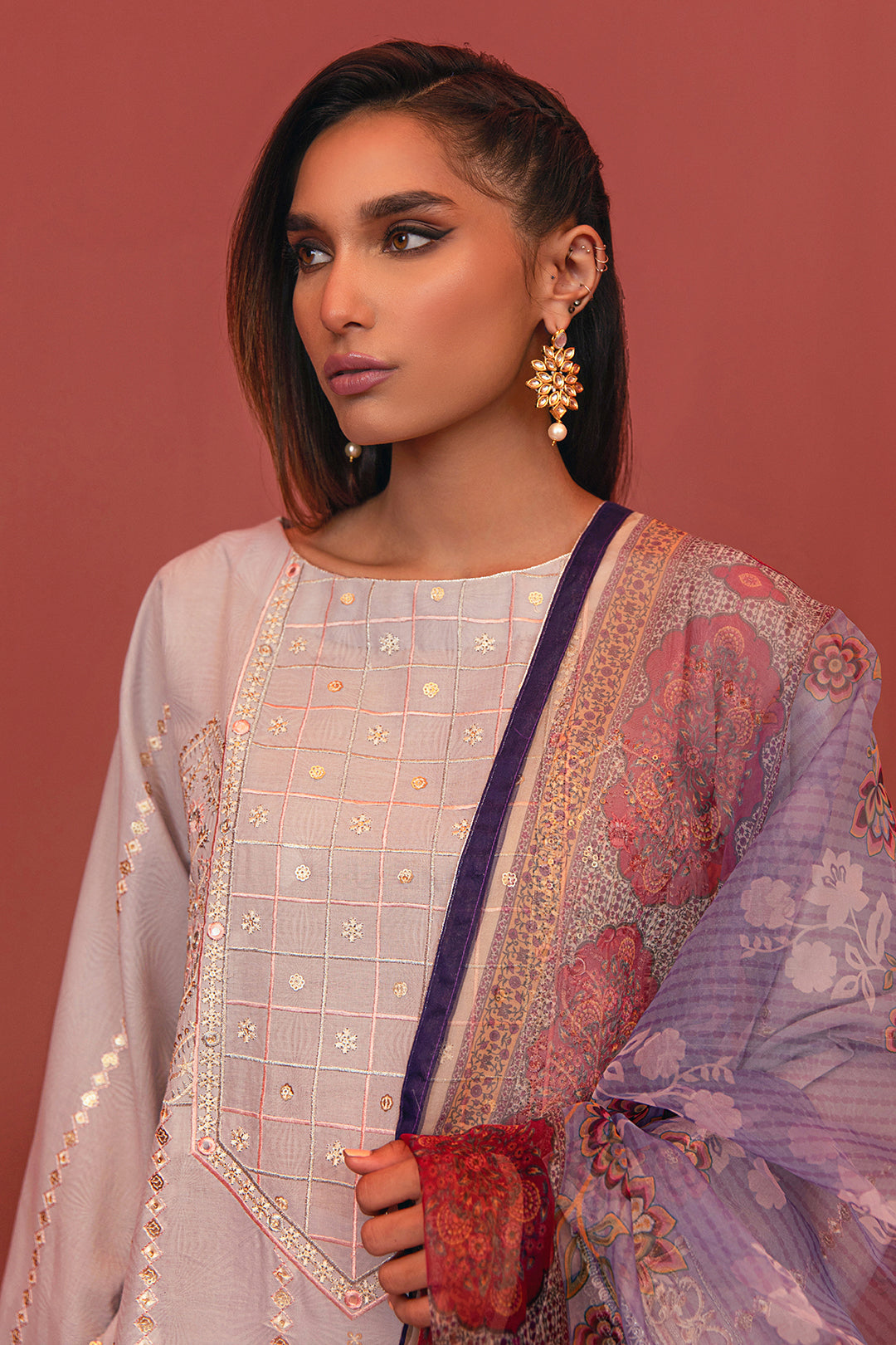 Embroidered Shirt Shalwar Dupatta - 2010