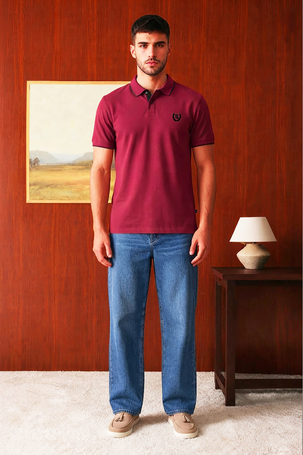 Contrast Placket Polo - 6001