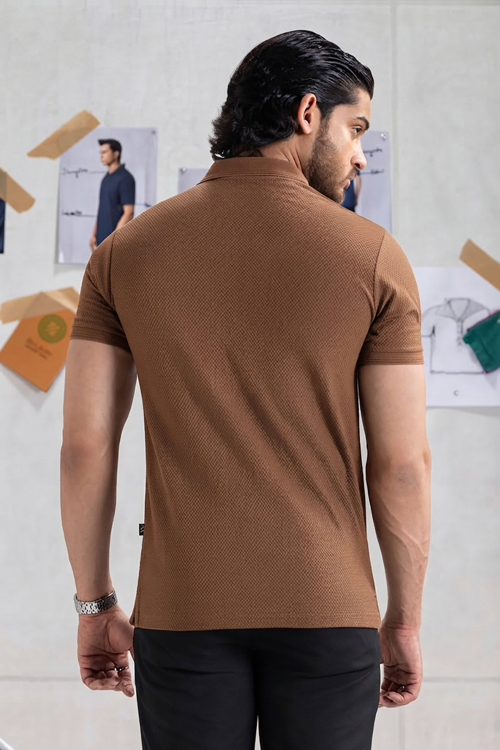 Textured Johnny Collar Polo - 5005
