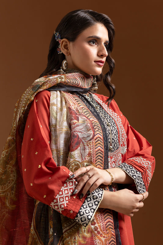 Embroidered Kurta Dupatta Trouser - 2136