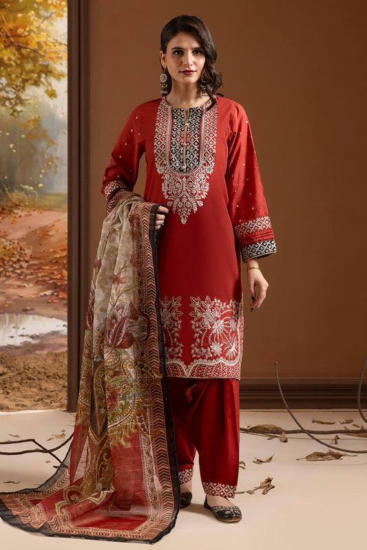 Embroidered Kurta Dupatta Trouser - 2136