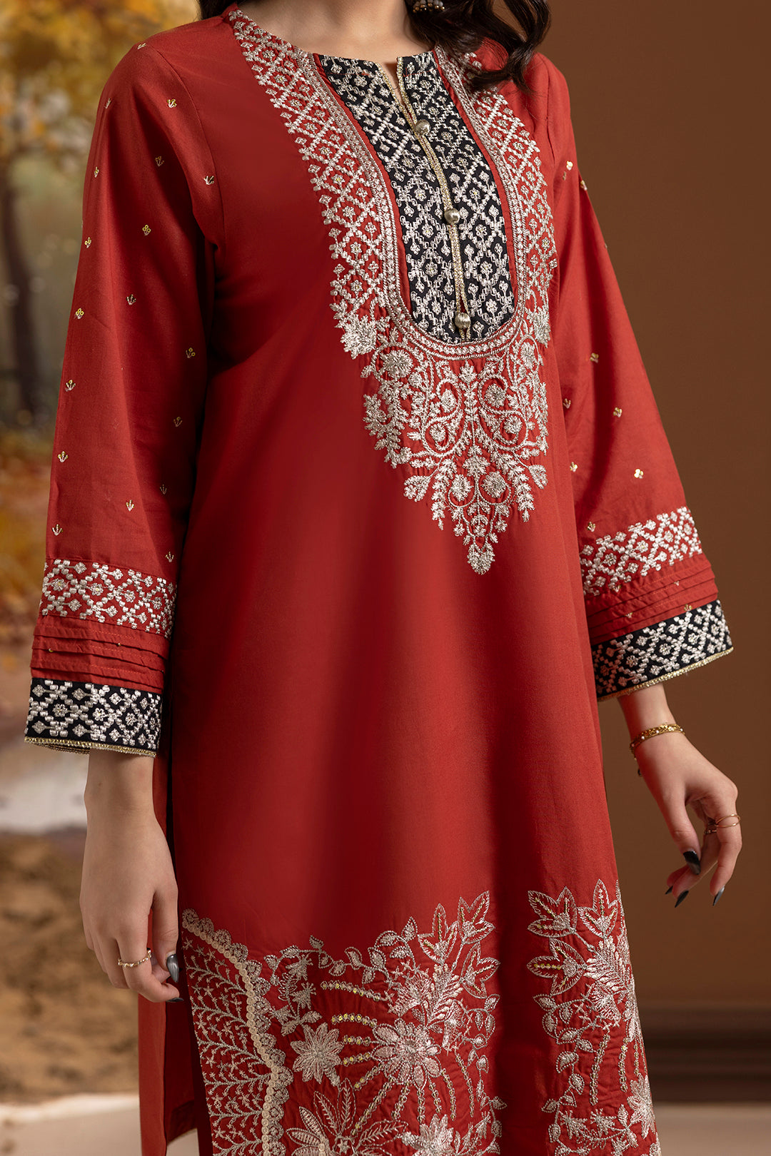 Embroidered Kurta Dupatta Trouser - 2136