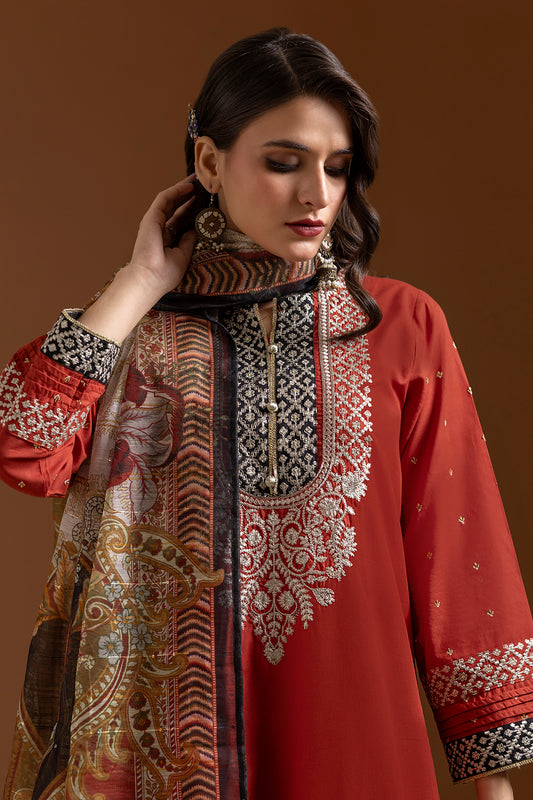 Embroidered Kurta Dupatta Trouser - 2136
